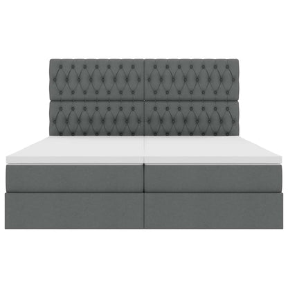 vidaXL Bett mit LED-Lichtleisten Dunkelgrau 200 x 200 cm Stoff