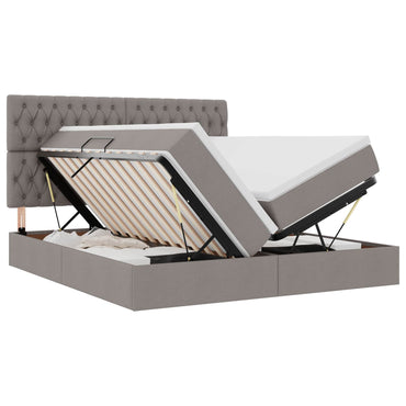 vidaXL Bett mit LED-Lichtleisten mit Kopfteil Taupe 200 x 200 cm Stoff