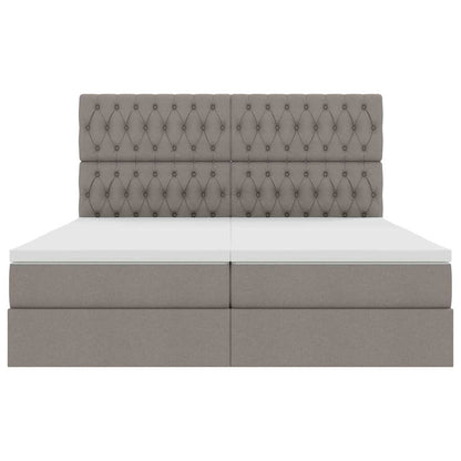vidaXL Bett mit LED-Lichtleisten mit Kopfteil Taupe 200 x 200 cm Stoff