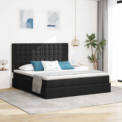vidaXL Bett mit LED-Lichtleisten Schwarz 180 x 200 cm Stoff