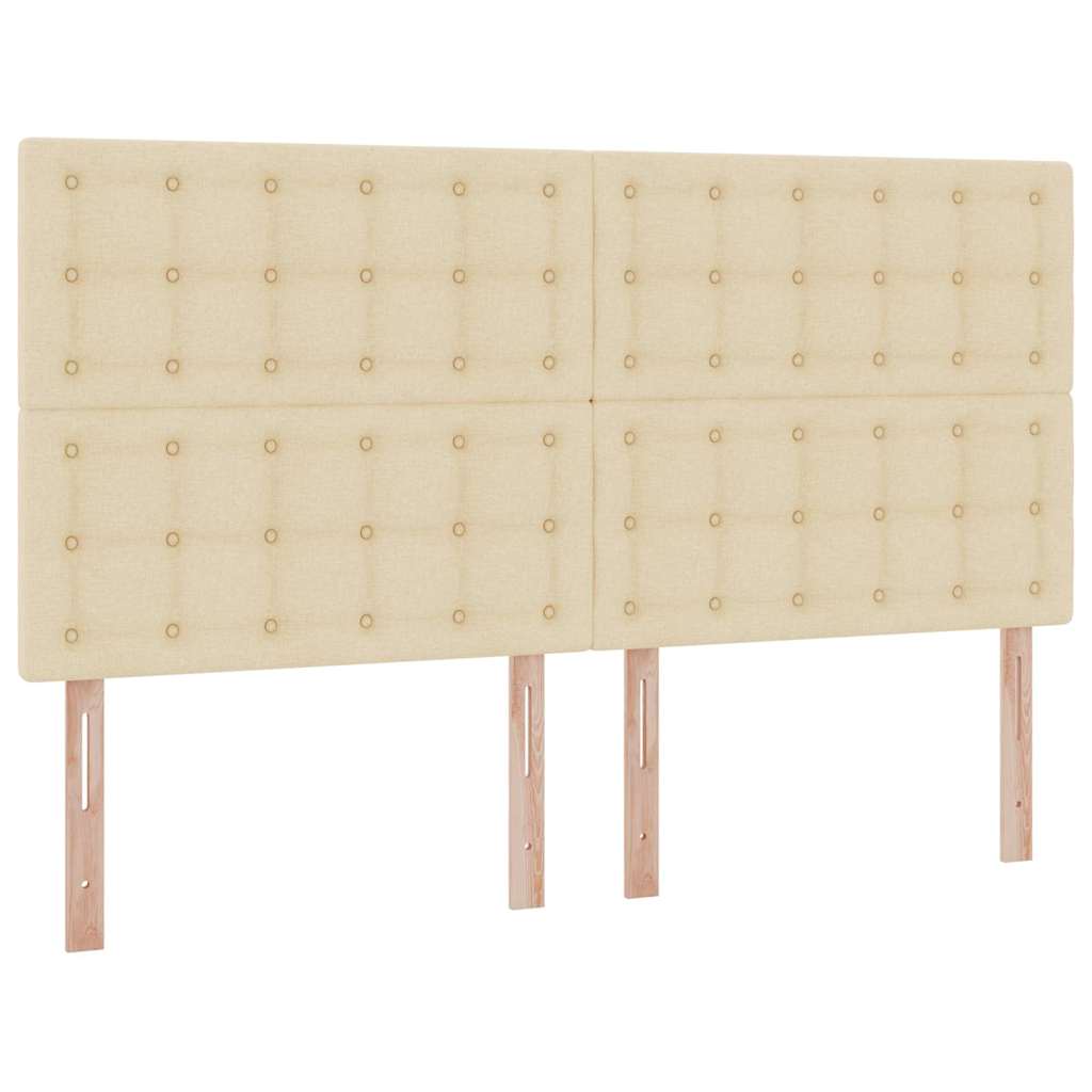 Bett mit LED-Lichtleisten mit Kopfteil Creme 180 x 200 cm Stoff