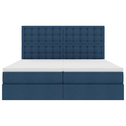 vidaXL Bett mit LED-Lichtleisten mit Kopfteil Blau 180 x 200 cm Stoff