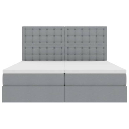 vidaXL Bett mit LED-Lichtleisten Hellgrau 200 x 200 cm Stoff