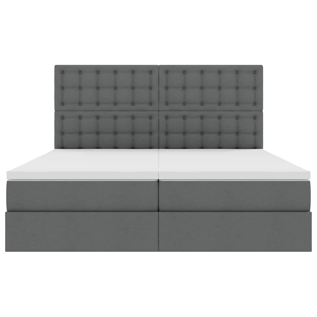 vidaXL Bett mit LED-Lichtleisten Dunkelgrau 200 x 200 cm Stoff