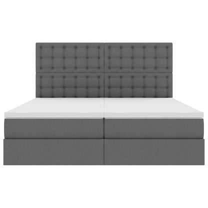vidaXL Bett mit LED-Lichtleisten Dunkelgrau 200 x 200 cm Stoff