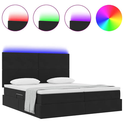 Bett mit LED-Lichtleisten Schwarz 180 x 200 cm Samt