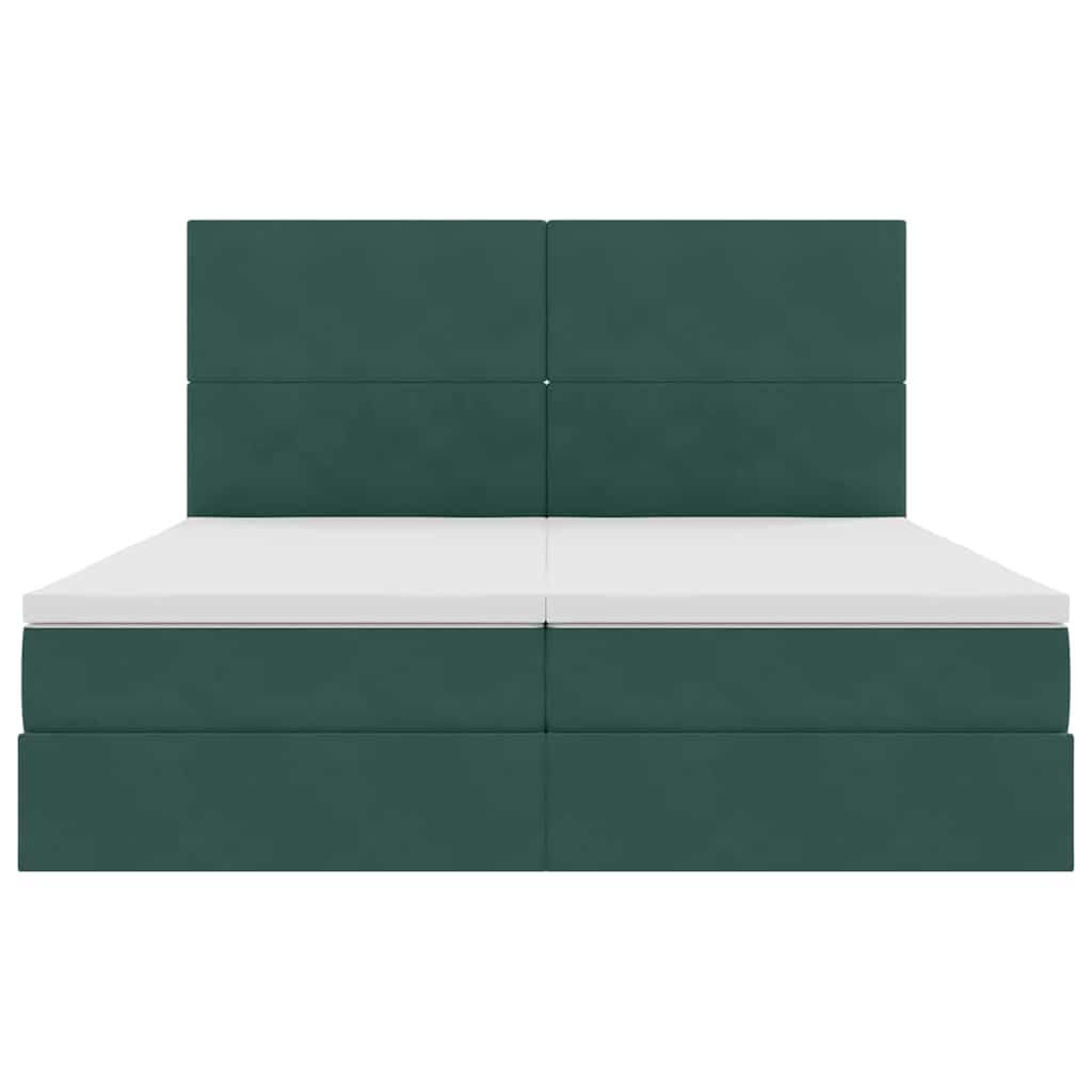 vidaXL Bett mit LED-Lichtleisten Dunkelgrün 180 x 200 cm Samt