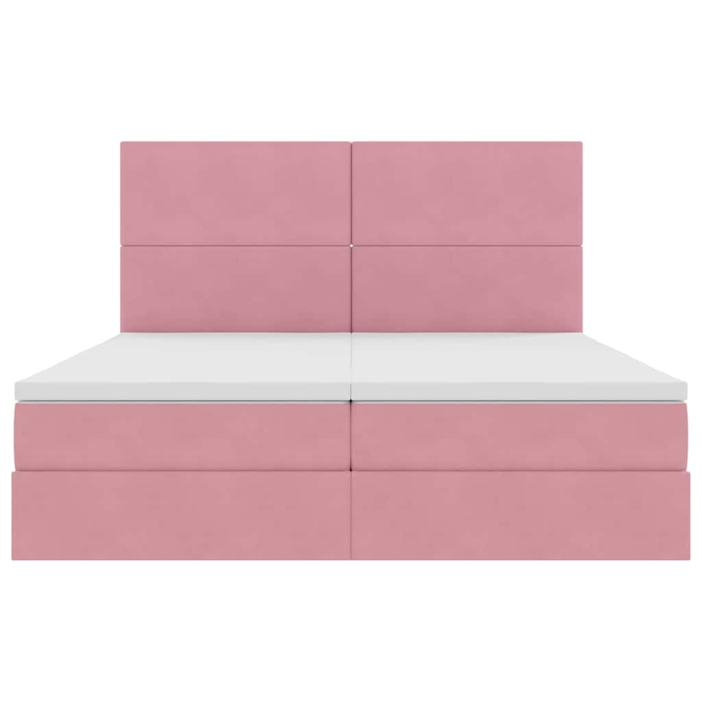 vidaXL Bett mit LED-Lichtleisten mit Kopfteil Rosa 180 x 200 cm Samt