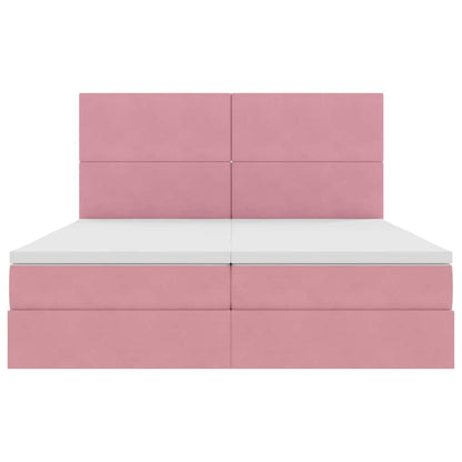 vidaXL Bett mit LED-Lichtleisten mit Kopfteil Rosa 180 x 200 cm Samt