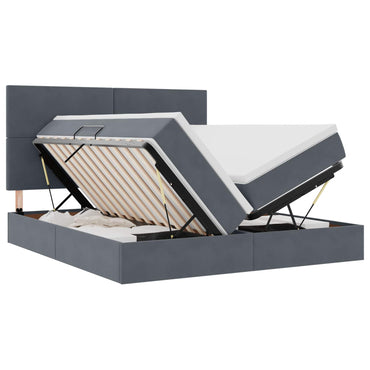 vidaXL Bett mit LED-Lichtleisten Dunkelgrau 200 x 200 cm Samt