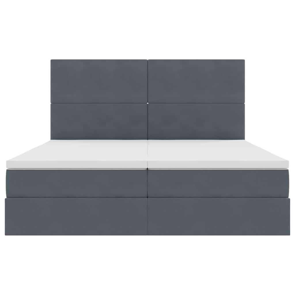 vidaXL Bett mit LED-Lichtleisten Dunkelgrau 200 x 200 cm Samt