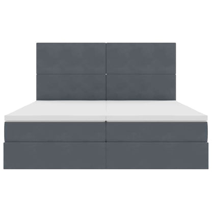 vidaXL Bett mit LED-Lichtleisten Dunkelgrau 200 x 200 cm Samt