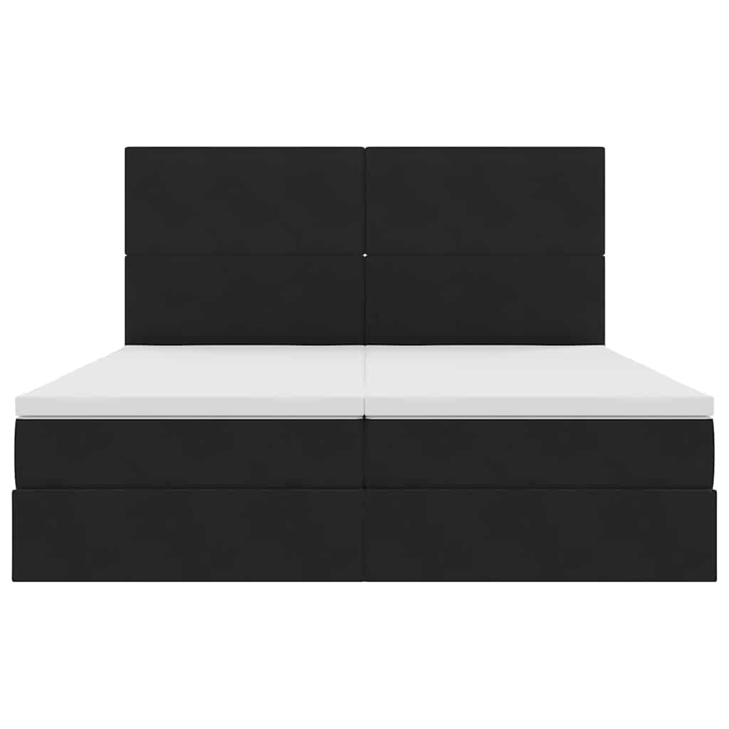 vidaXL Bett mit LED-Lichtleisten Schwarz 200 x 200 cm Samt