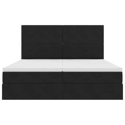 vidaXL Bett mit LED-Lichtleisten Schwarz 200 x 200 cm Samt
