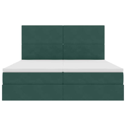 vidaXL Bett mit LED-Lichtleisten Dunkelgrün 200 x 200 cm Samt