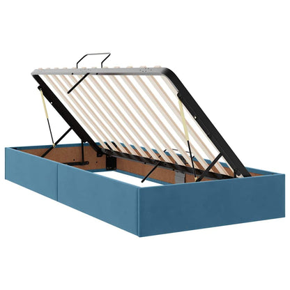 vidaXL Bett mit LED-Lichtleisten Dunkelblau 200 x 200 cm Samt