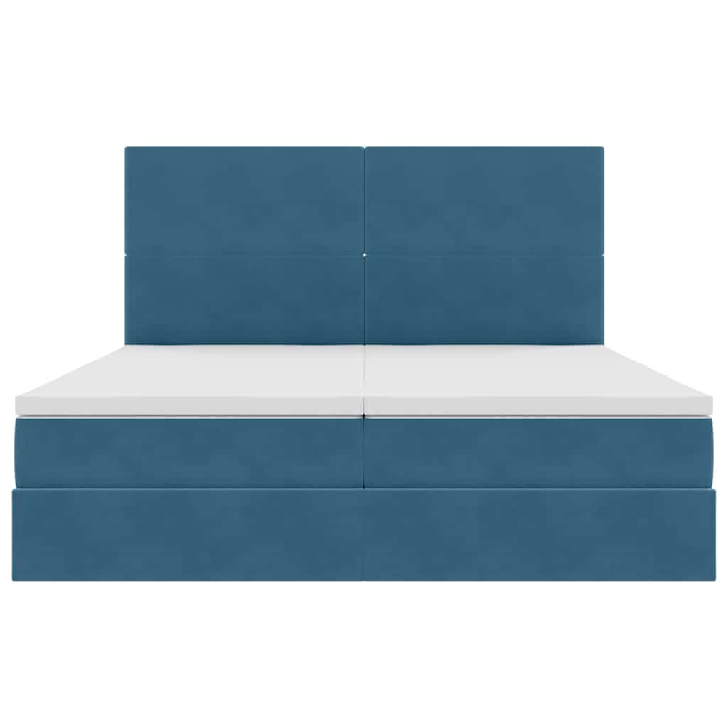 vidaXL Bett mit LED-Lichtleisten Dunkelblau 200 x 200 cm Samt
