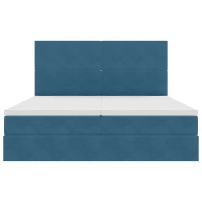 vidaXL Bett mit LED-Lichtleisten Dunkelblau 200 x 200 cm Samt