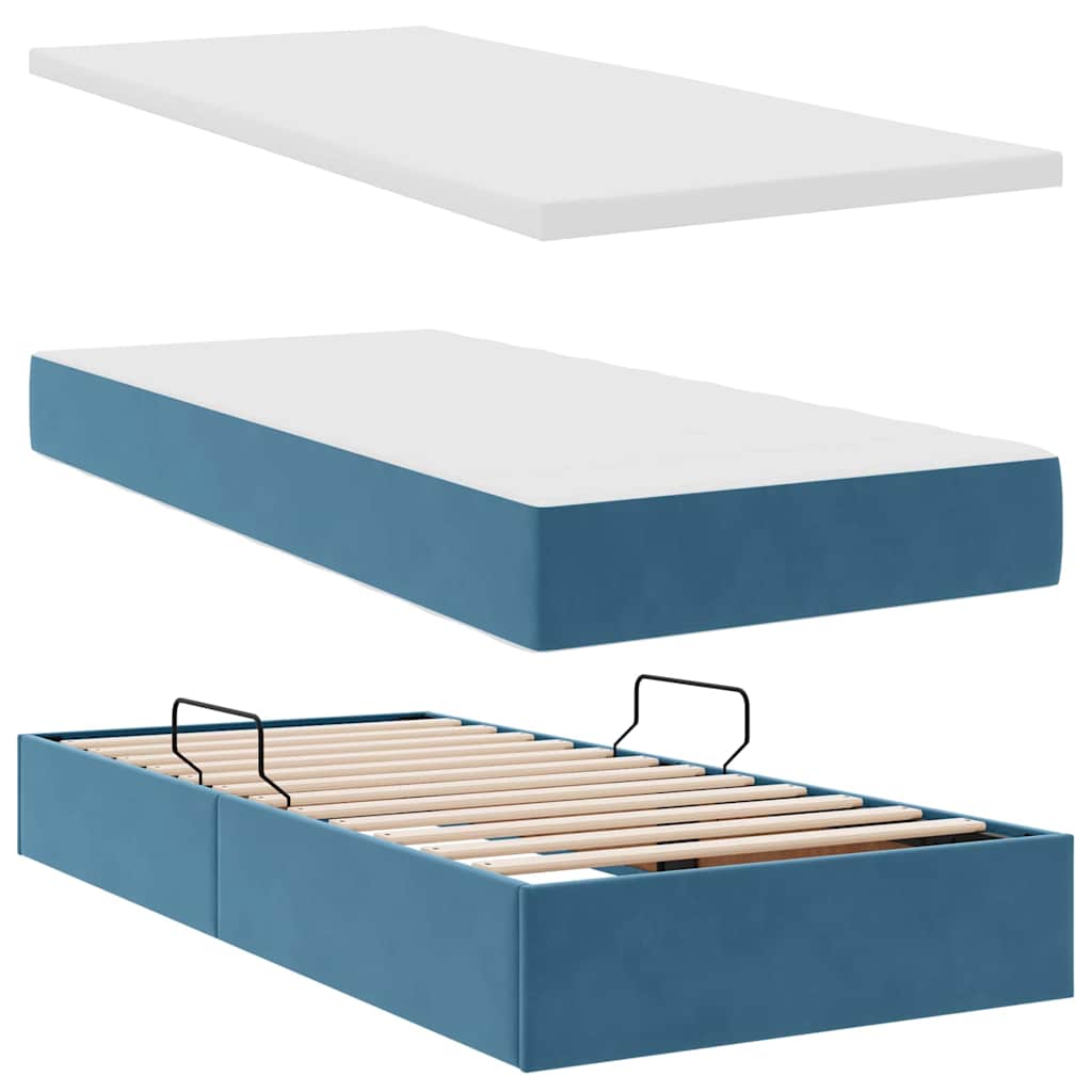 vidaXL Bett mit LED-Lichtleisten Dunkelblau 200 x 200 cm Samt