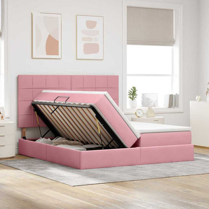 vidaXL Bett mit LED-Lichtleisten mit Kopfteil Rosa 180 x 200 cm Samt