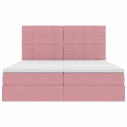 vidaXL Bett mit LED-Lichtleisten mit Kopfteil Rosa 180 x 200 cm Samt