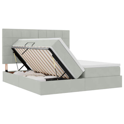 vidaXL Bett mit LED-Lichtleisten Hellgrau 200 x 200 cm Samt