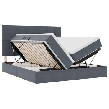 vidaXL Bett mit LED-Lichtleisten Dunkelgrau 200 x 200 cm Samt