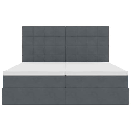 vidaXL Bett mit LED-Lichtleisten Dunkelgrau 200 x 200 cm Samt