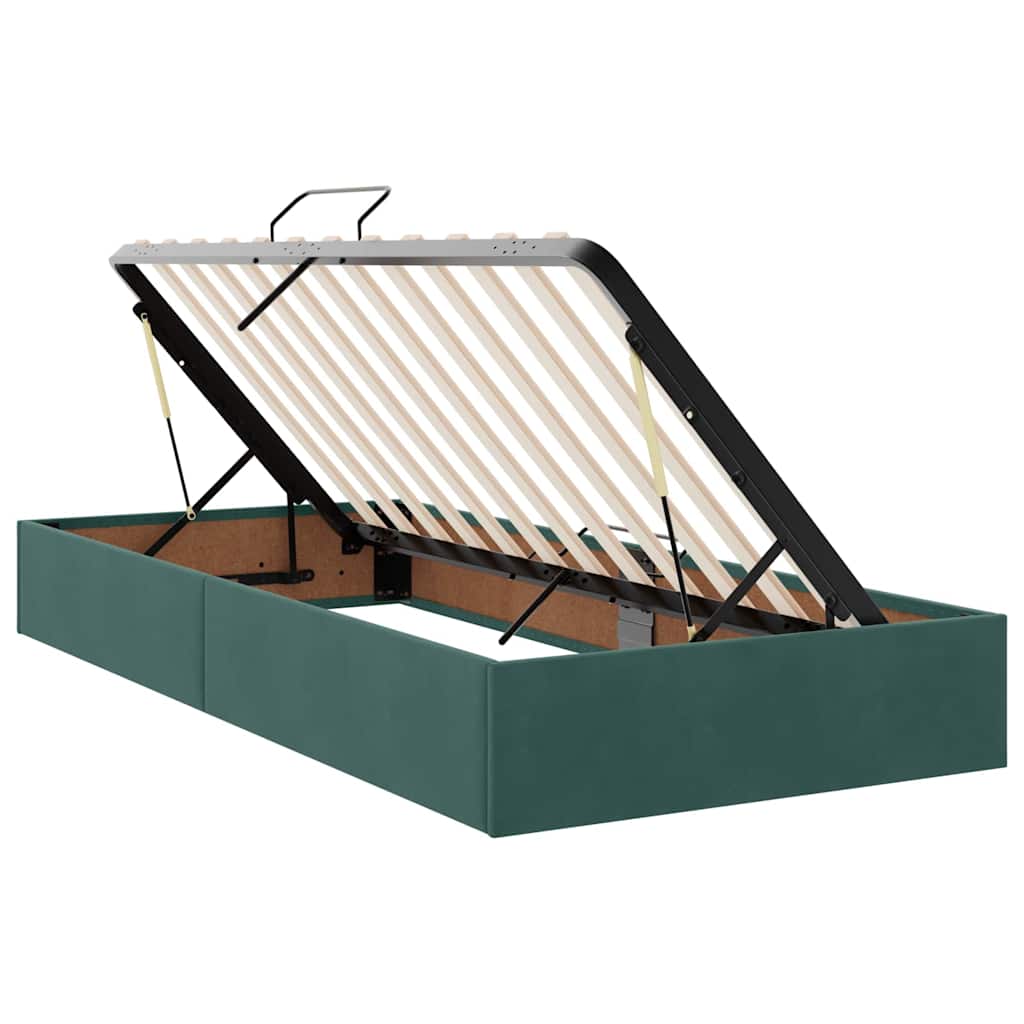 vidaXL Bett mit LED-Lichtleisten Dunkelgrün 200 x 200 cm Samt