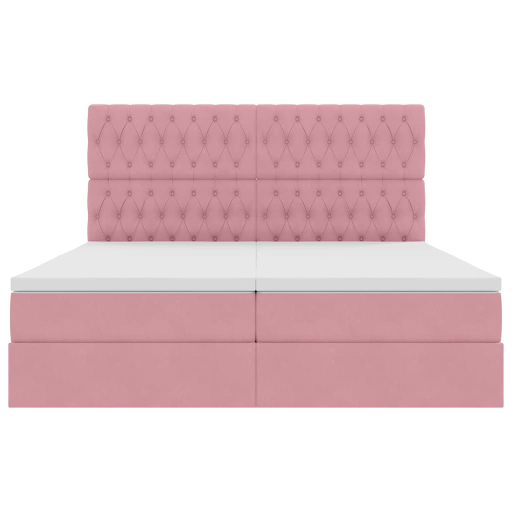 vidaXL Bett mit LED-Lichtleisten mit Kopfteil Rosa 180 x 200 cm Samt
