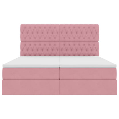 vidaXL Bett mit LED-Lichtleisten mit Kopfteil Rosa 180 x 200 cm Samt