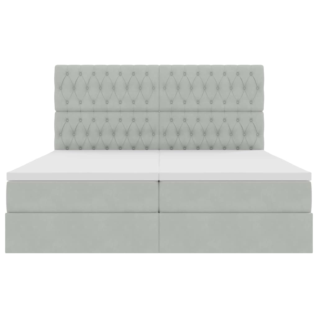 vidaXL Bett mit LED-Lichtleisten Hellgrau 200 x 200 cm Samt