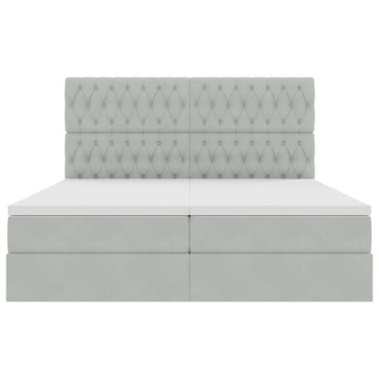 vidaXL Bett mit LED-Lichtleisten Hellgrau 200 x 200 cm Samt