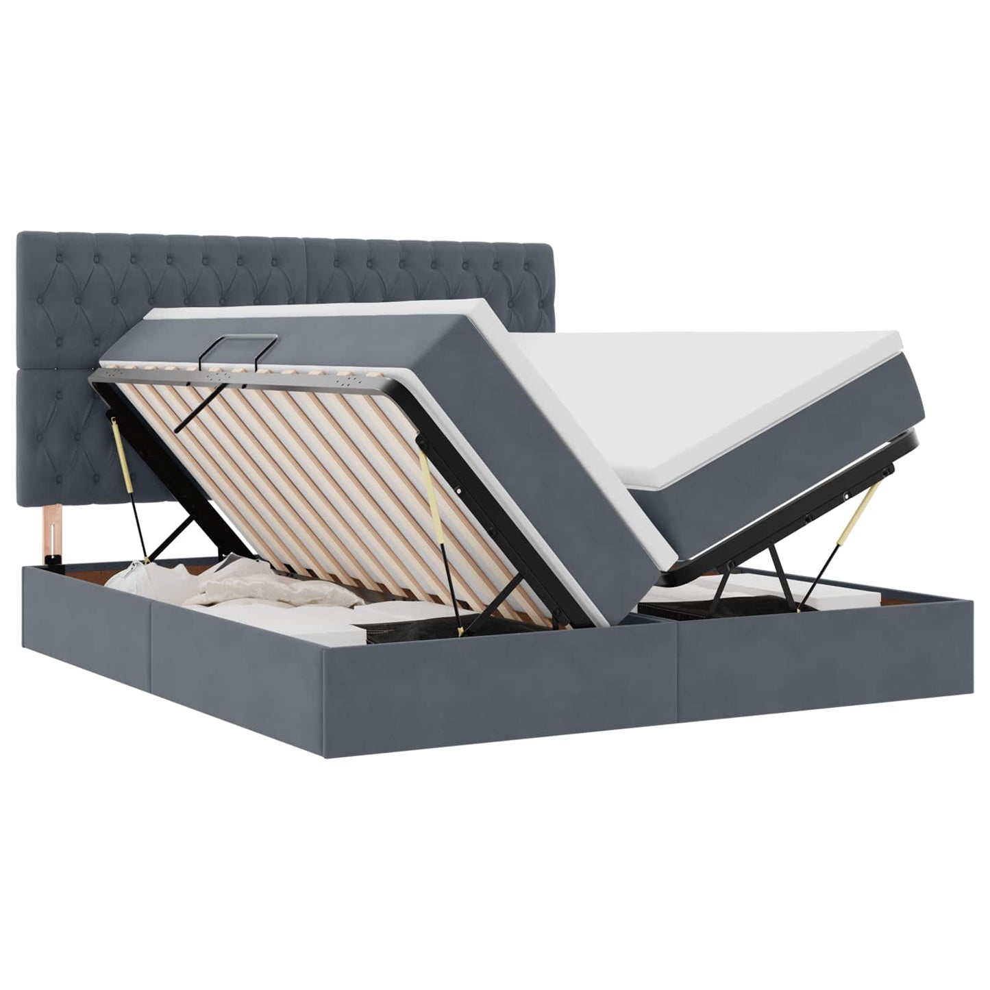 vidaXL Bett mit LED-Lichtleisten Dunkelgrau 200 x 200 cm Samt