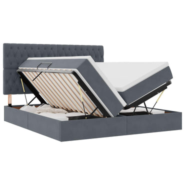 vidaXL Bett mit LED-Lichtleisten Dunkelgrau 200 x 200 cm Samt