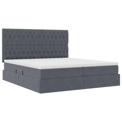 vidaXL Bett mit LED-Lichtleisten Dunkelgrau 200 x 200 cm Samt