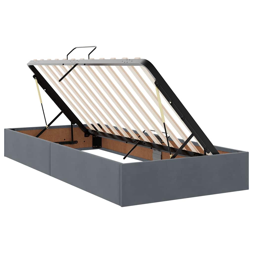 vidaXL Bett mit LED-Lichtleisten Dunkelgrau 200 x 200 cm Samt