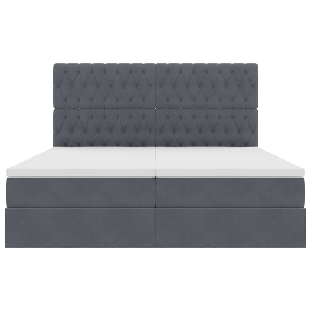 vidaXL Bett mit LED-Lichtleisten Dunkelgrau 200 x 200 cm Samt