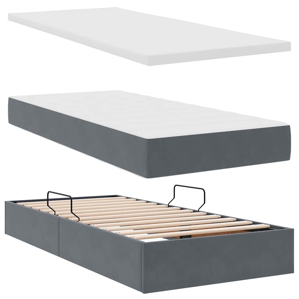vidaXL Bett mit LED-Lichtleisten Dunkelgrau 200 x 200 cm Samt