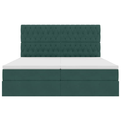 vidaXL Bett mit LED-Lichtleisten Dunkelgrün 200 x 200 cm Samt