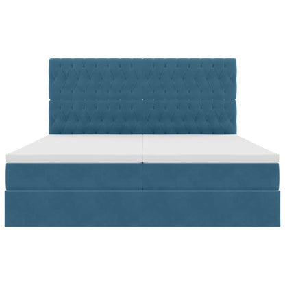 vidaXL Bett mit LED-Lichtleisten Dunkelblau 200 x 200 cm Samt