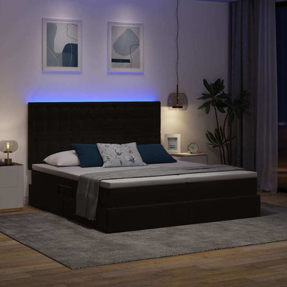 Bett mit LED-Lichtleisten Schwarz 180 x 200 cm Samt
