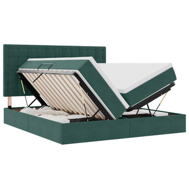 vidaXL Bett mit LED-Lichtleisten Dunkelgrün 180 x 200 cm Samt
