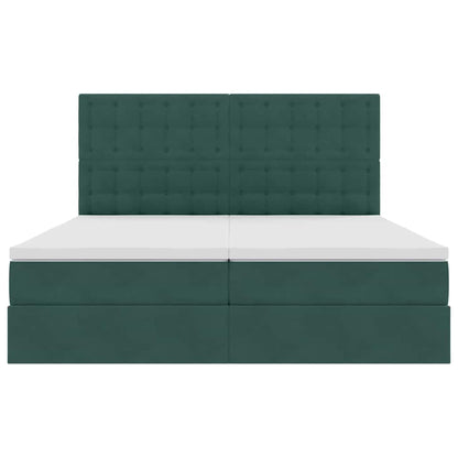 vidaXL Bett mit LED-Lichtleisten Dunkelgrün 180 x 200 cm Samt