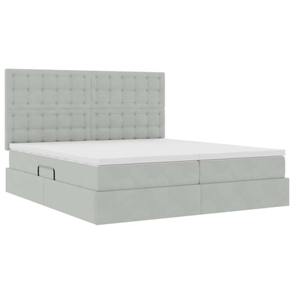 vidaXL Bett mit LED-Lichtleisten Hellgrau 200 x 200 cm Samt