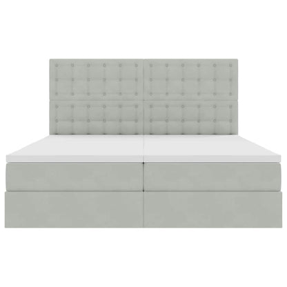 vidaXL Bett mit LED-Lichtleisten Hellgrau 200 x 200 cm Samt