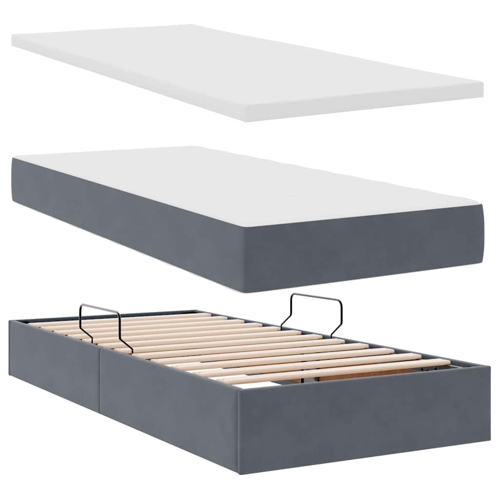 vidaXL Bett mit LED-Lichtleisten Dunkelgrau 200 x 200 cm Samt