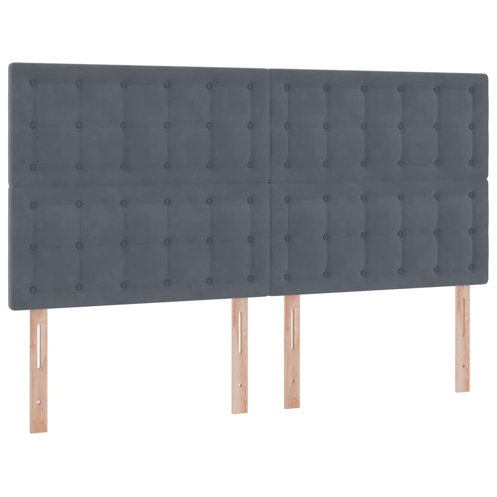 vidaXL Bett mit LED-Lichtleisten Dunkelgrau 200 x 200 cm Samt