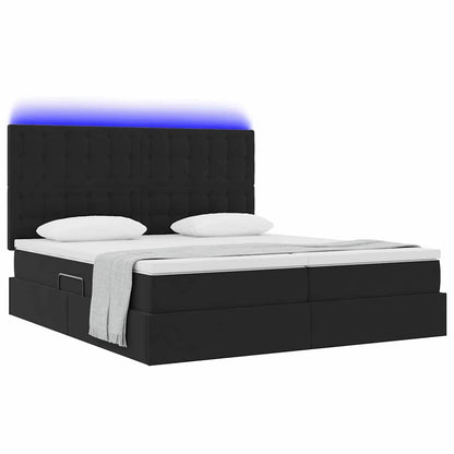 Bett mit LED-Lichtleisten Schwarz 200 x 200 cm Samt
