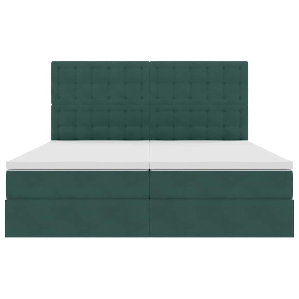 vidaXL Bett mit LED-Lichtleisten Dunkelgrün 200 x 200 cm Samt